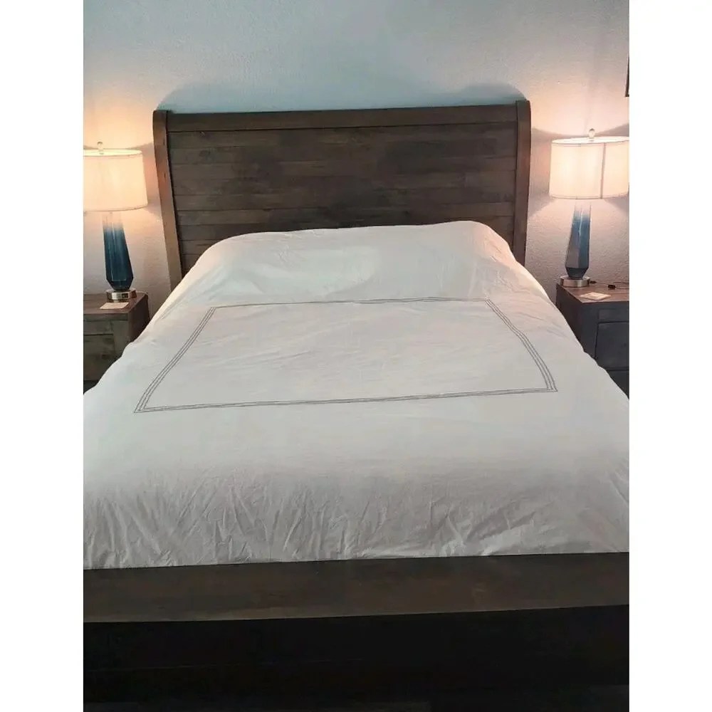 Pottery Barn Grand Organic Cotton Percale White Duvet Cover Full Queen
